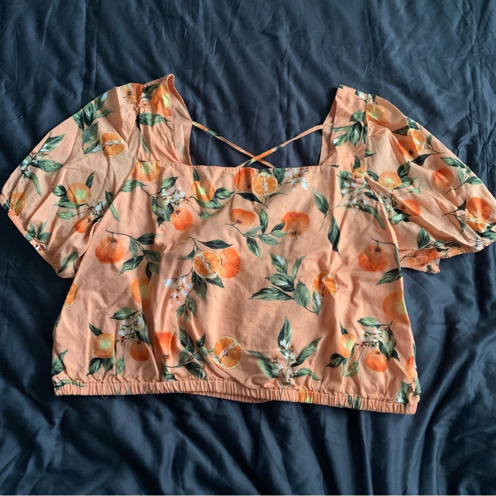 NWOT - LOFT crop top, orange, draw string back, size XL